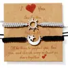 Pulsera Turquesa Blanca y Negra para Parejas con Nudos Concentricos y Trenzado de Hilo Pulsera Turquesa Blanca Esmerilada Pulsera de Nudo Concentrico Turquesa