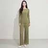 Conjunto Minimalista de Dos Piezas Estilo Miyake para Adelgazar con Top con Abertura Izquierda y Pantalones para Mujer, con Efecto de Caída, Adecuado para el Trabajo y el Uso Casual