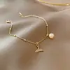 Nuevo brazalete de perlas de cola de pez para mujer, estilo coreano, diseño de celebridad de internet, brazalete simple de circón, brazalete de moda