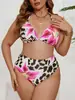 Bikini con Cordones Talla Grande Traje de Baño para Mujer Estampado de Leopardo Copas Triangulares Sexy Estilo Nuevo Dos Piezas Espalda Descubierta Transfronterizo Europeo y Americano Xin Yuan