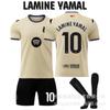 2025-26 Barcelona Visitante 9 Lewandowski 19 Lamina Mal 10 Messi Jersey de Fútbol Jersey para Niños 8 Pedri