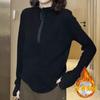 Suéter con cuello de terciopelo engrosado suelto, cremallera, nuevo para otoño e invierno, prenda exterior para mujer, camiseta base combinable, top para apilar, talla grande