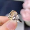 Anillo de citrino natural cuerpo de red completo calidad color súper bueno no piezoeléctrico color horneado piedra principal 9x11mm plata S925