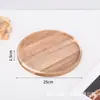 Bandeja de Madera de Acacia con Nudos Plato Japonés de Madera para Merienda de la Tarde, Pastel, Redondo, Plato para Taza de Té Doméstica, Plato de Cena