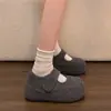 Sapatos Femininos Mary Jane de Lã com Solado Grosso 2026 Novo Outono/Inverno com Plus Veludo Versáteis Aumentadores de Altura Mocassins Sapatos de Algodão com Pelo e Solado Macio