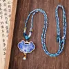 Novo Colar de Brocado com Pingente de Trevo de Porcelana Azul e Branca DIY Decoração de Bolsa de Carro Pingente de Colar Ornamento Venda por Atacado
