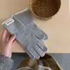 Guantes de Lana con Encaje de Color Contrastante Dulce para Mujer, Cálidos y Engrosados de Invierno, Resistentes al Frío con Pantalla Táctil, Guantes de Punto para Estudiantes, Modernos