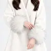 Punho de Pele Falsa de Guaxinim Jaqueta de Penas Qipao Jaqueta de Algodão Mangas Cover Acessórios de Roupa Combinando Proteções de Pulso de Pele Falsa Punhos de Mão