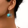 1 Par de Pendientes Franceses de Elefante Modernos y Elegantes, Estilo Étnico Retro, Pendientes de Turquesa Modernos y de Alta Gama
