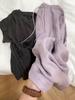 ¡La clase CHAO la recomiendo! ¡vocal!! Pantalones de Lino Lila Super Bonitos para Mujer Verano Rectos Holgados Casuales