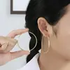 Pendientes redondos grandes pequeños lisos de oro europeos y americanos para mujer, estilo nicho, pendientes de alta calidad, simples, combinan con todo, estilo frío, moda