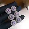 Brilhantes Brincos Roxos Íris em Forma de Guitarra, Luxuosos Brincos de Festa Estilo Palácio, Acessórios de Orelha Femininos de Luxo Leve de Alta Qualidade