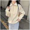 Suéter com Zíper e Gola Lapela Estilo Coreano para Comércio Exterior Transfronteiriço para Roupas de Outono e Inverno Femininas Design Macio e Confortável Blusa de Tricô Pulôver