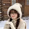 Nuevo Ambiente Invernal Lindo Sombrero de Peluche para Mujer al Aire Libre Engrosado Cálido Protección contra el Frío Tejido Estudiante Sombrero Protector para Orejas