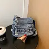 2026 Nuevo Bolso de Hombro Único Estilo Perezoso Retro de Mezclilla Mochila Pequeña para Mujer Viaje Trayecto Ligero Casual Bolso Cruzado