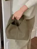 Bolsa de Mão Feminina Suede Moda Cor Sólida Estilo Coreano Única de Alto Valor para o Dia a Dia