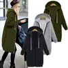 9729 outono e inverno Amazon mais vendido suéter feminino longo plus veludo bolso com capuz zíper trench coat casaco feminino