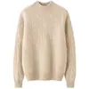Nova blusa de base de malha de cashmere para outono e inverno, suéter da moda, gola meio alta simples, cor sólida, estilo coreano moderno, manga longa para mulheres