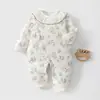 Mameluco de Bebé Niña con Cuello de Muñeca Dulce Clase A 40g Mameluco Delgado de Algodón Ropa Cálida para Gatear Bebé Otoño e Invierno