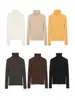 Tricô de Cashmere Gola Alta Baisiwang Novo Inverno Feminino Quente Top Interno Versátil Emagrecedor Camisa Básica