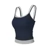 Coletes Esportivos Acolchoados Falsos de Duas Peças em Cores Contrastantes, Suéter de Malha com Alça, Uma Tasse, Lingerie, Roupa de Yoga, Top Respirável para Fitness
