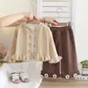 Conjunto de Tres Piezas para Niñas de Primavera y Otoño, Nuevo Conjunto de Otoño Estilo Coreano Elegante para Bebés, Conjunto de Cárdigan, Suéter Dulce para Niños Pequeños