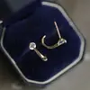 Brincos de Prata Esterlina S925 Arco Simples Zircônia Sintética Única Diamante Elegante Arco de Diamante Único Brincos Estilo Frio M00284