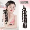 Peluca Infantil Trenza Pequeña Estilo Ballet para Mujer Cinta de Color Chica Popular Y2K Lazo Retorcido Doble Cola de Caballo Trenza Desordenada