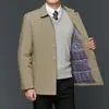 Nova Jaqueta Casual de Algodão com Gola Reversível Masculina de Inverno para Meia-Idade e Idosos, Casaco Pai Espesso da Moda para Negócios