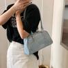 Bolsa de Bowling Portátil Estilo Coreano Cor Sólida Feminina Bolsa Almofada Retro Nova 2025 Feminina Bolsa de Ombro Ins Versátil