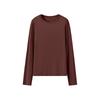 Camada Base de Cashmere de Inverno Feminina com Gola Redonda, Top Fino Versátil para Usar por Baixo ou por Cima, Modelagem Justa e Valoriza o Corpo