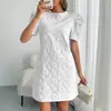 Vestido Retro de Verano 2026 Nuevo para Mujer con Mangas Abullonadas, Jacquard Texturizado, Cuello Redondo, Cruzado Europeo y Americano, en Stock
