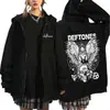 Moletom com Zíper Branco Deftones Hip Hop Banda de Rock Moletom com Zíper