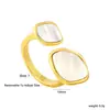 Anillo Abierto Estilo Europeo y Americano Transfronterizo para Mujer, Diseño de Lujo Ligero, Anillo Irregular, Joyería de Acero Inoxidable Electrochapado en Oro de 18K