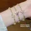 Pulsera de Flor de Gema Dulce Libélula Lolita, Pulsera de Circonita de Lujo Ligero de Gama Alta, Joyería Galvanizada en Oro Real de 18K