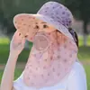 Sombrero de Protección Solar para Recoger Té para Mujeres, Máscara Parasol de Verano, Ala Grande Integrada, Sombrero de Pescador Transpirable, Sombrero de Protección Solar para Exteriores con Protección para el Cuello