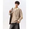 Diseño retro americano con un toque, suéter de punto con cuello para hombre, corte holgado, estilo otoño, moderno y elegante
