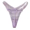 Fabricante Mayorista Temu Panties de Malla Morados Pura Pasión Dulces y Sexy con Lazo Delgados de Cintura Baja Cómodos Tangas