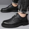 Zapatos de Cuero Transpirables Estilo Británico para Hombre, Tendencia Primavera y Otoño, Zapatos Casuales de Suela Blanda para Negocios, Zapatos Retro de Trabajo para Hombre con Punta Ancha