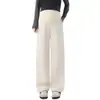 Calça de maternidade para outono e inverno, novo modelo 2026, calça pantalona para uso externo, com suporte para a barriga, forrada com fleece, espessa, calça longa casual, cintura alta para gestantes