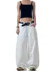 Venda Direta do Fabricante: Jeans Branco Scimitar Estilo Retro Americano High Street para Mulheres, Novo Design Outono 2025, Corte Reto Amplo