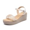 ZHR Zapatos de Tacón de Cuña con Pedrería Tacones Altos Verano 2024 Nuevo Estilo Calzado de Exterior Suela Gruesa Pequeño Aumento de Altura Zapatos de Mujer con Falda