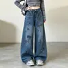 Pantalones Casuales de Pierna Ancha para Niñas Otoño 2026 Nuevo Estilo para Niñas Mayores, Pantalones Rectos de Mezclilla para Niños Primavera y Otoño