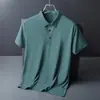 Camiseta Polo de Seda Hielo Sin Costuras Verano para Hombre Manga Corta Cuello Camisero Tendencia Marca Camiseta Polo Alta Calidad