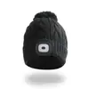 Gorro Cálido de Punto Trenzado Gris Estilo Coreano para Mujer, Versátil de Invierno Engrosado Modelo Nuevo con Luz, Gorro de Lana Tejido, En Stock Venta al por Mayor