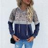 2024 Estación Independiente Exportación Transfronteriza Otoño Nuevo Sudadera Casual con Capucha y Estampado de Leopardo Empalmado para Mujer