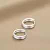 Pendientes de Aro Lisos Cepillados de Plata de Ley S925 Nalan Estilo Coreano de Moda Estilo Commuter Pendientes Redondos Esmerilados M07604