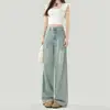 Jeans de Mezclilla Lavado Claro para Mujer 2026 Nuevo Otoño de Este Año Populares Petite Caídos Sueltos Pierna Ancha Pierna Recta Pantalones Largos