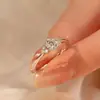 Anel Céu Estrelado 1 Quilate Anel Feminino Pedra das Três Vidas Moissanita Proposta de Casamento Noivado Prata Esterlina Fabricante Atacado Dropshipping