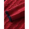 Otoño e Invierno Nuevo 2026 Año Nuevo Suéter de Punto Color Vino Tinto para Mujer, Falso Dos Piezas, Cuello Solapa, Manga Larga, Corte Holgado, Adelgazante, Top Elegante